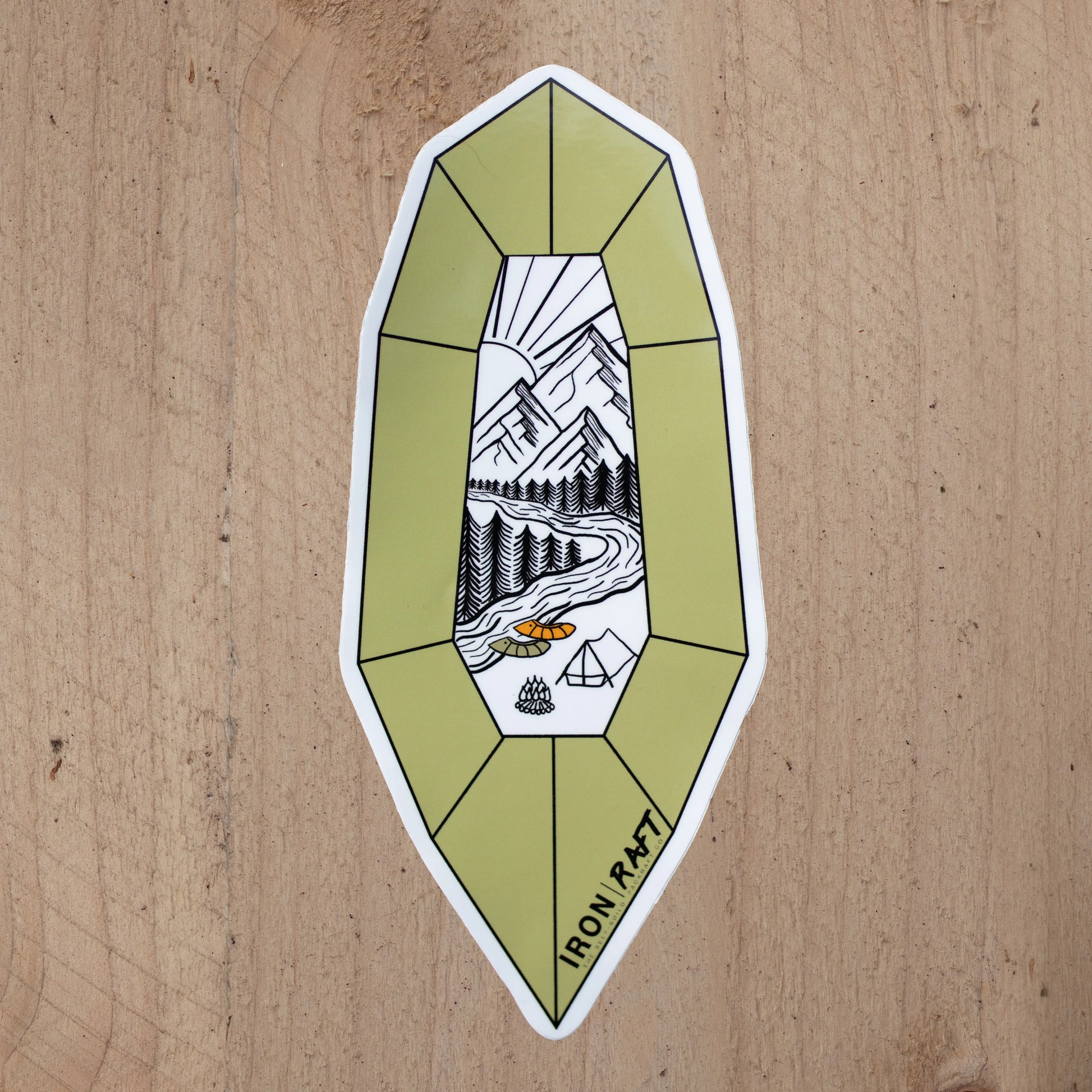 Green Iron Raft Laminated Vinyl Sticker | UK Packrafting | Iron Raft ...